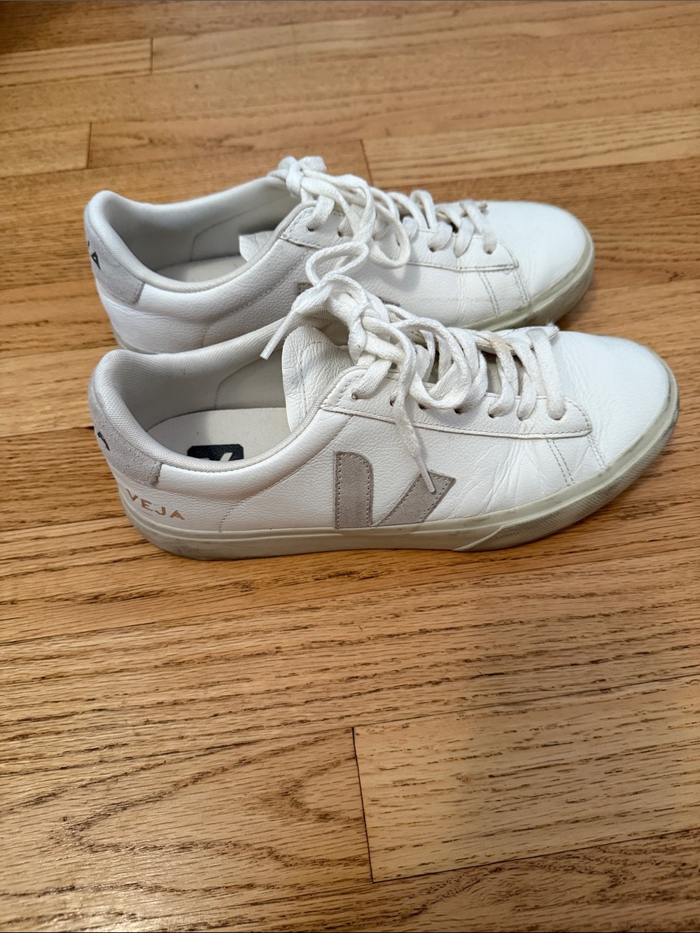 Veja Women's Campo White Leather Low-Top Sneakers with Logo